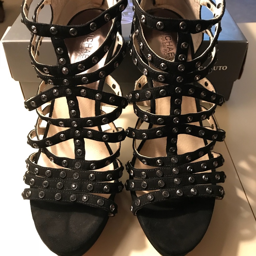 Michael Kors black suede studded metal stilettos